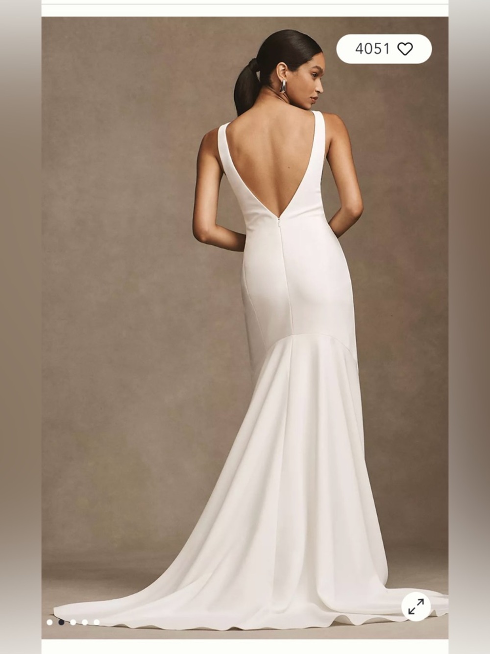 Watters Hyde Wedding Dress – Modern Low‑Back Crepe Gown - Size 12 - Picture 3 of 8